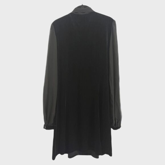 Hell Bunny Black Long Sleeve Velvet Bow Tie Mini Dress   Women's Plus Size 3XL - Picture 7 of 11